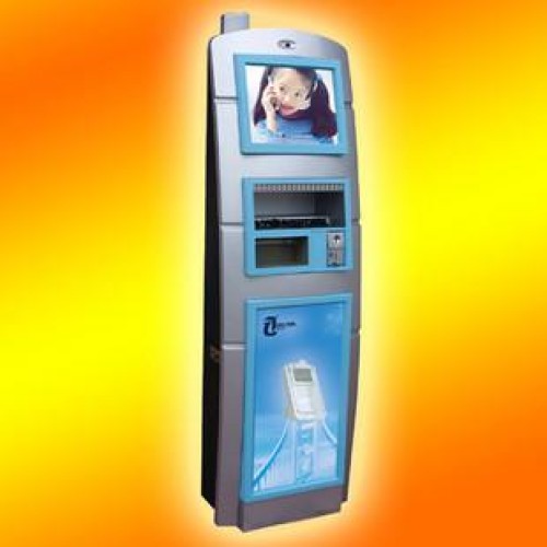 Mobile phone charging kiosks with touch screen and advertising coin operat